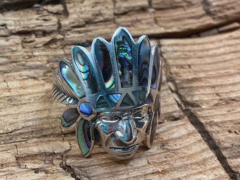 Ringe: Indianerring aus Perlmutt und Sterlings. Gr.55 – Neu (gemäss Beschreibung) aus Luzern von S.Kern01