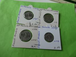 Saudi Arabienab 1972, 4 alte Münzen