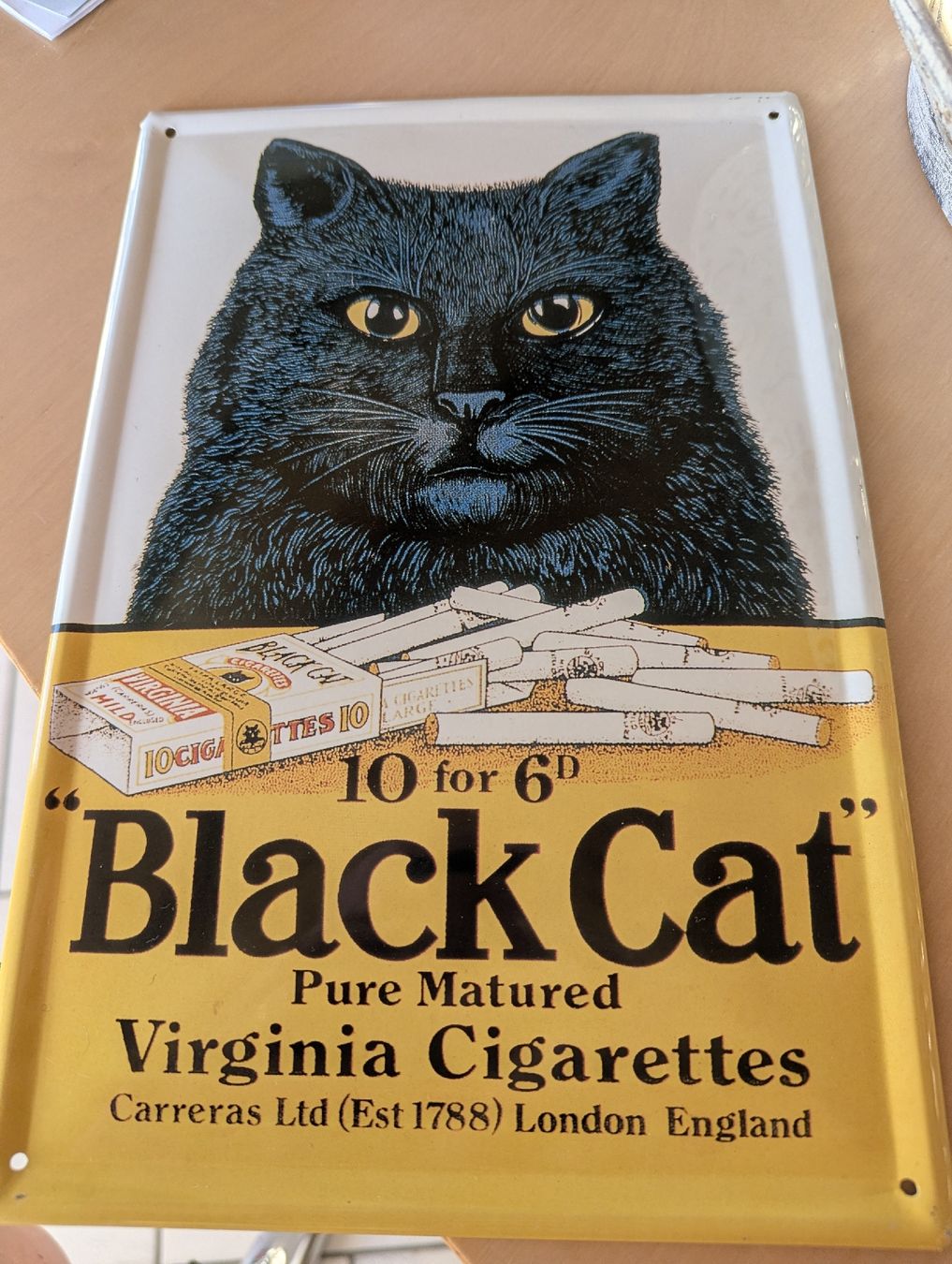 Schilder: Metallschild Black Cat – Gebraucht aus Bettlach von Costmiri