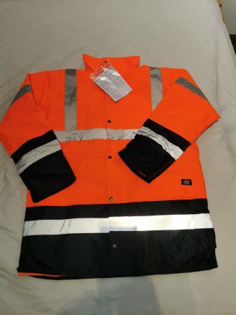 Dickies Warnschutz Winterjacke, Orange/Navy, Grösse L.