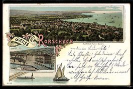 Litho Rorschach, Panorama, Hafen und Bah