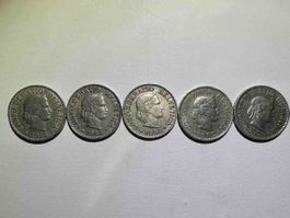 5 x pièce 10 centimes Suisse