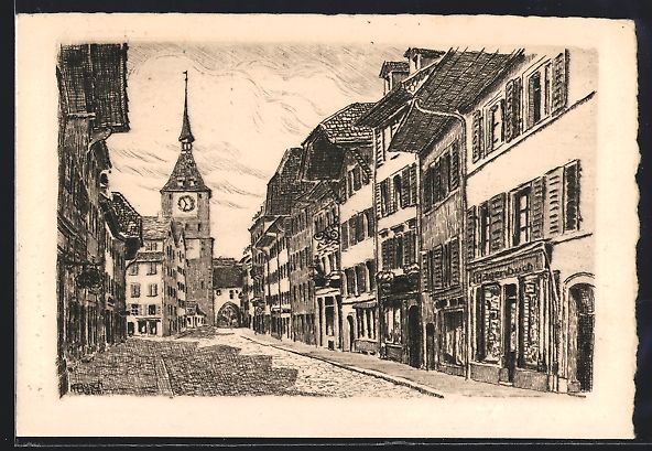 Cartoline postali: Aarau, Strassenpartie am Tor mit Gesch – Usato da Berlin venduto da bartko-reher