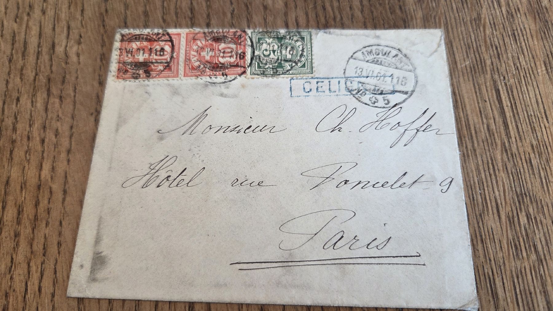 Alle Briefmarken: 1901 Bahnpost Bahnstempel CÉLIGNY nach Paris  – Gebraucht aus Arni AG von Moth68