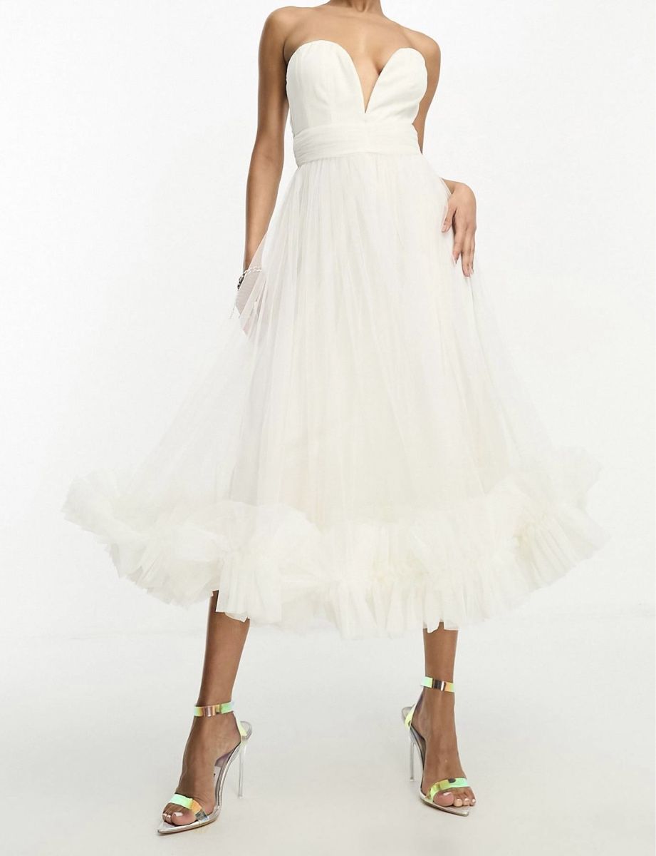 Asos Vestiti: Hochzeitskleid - Midi - Weisses Kleid – Nuovo e nell'imballaggio originale da Igis venduto da Sh99smile 1