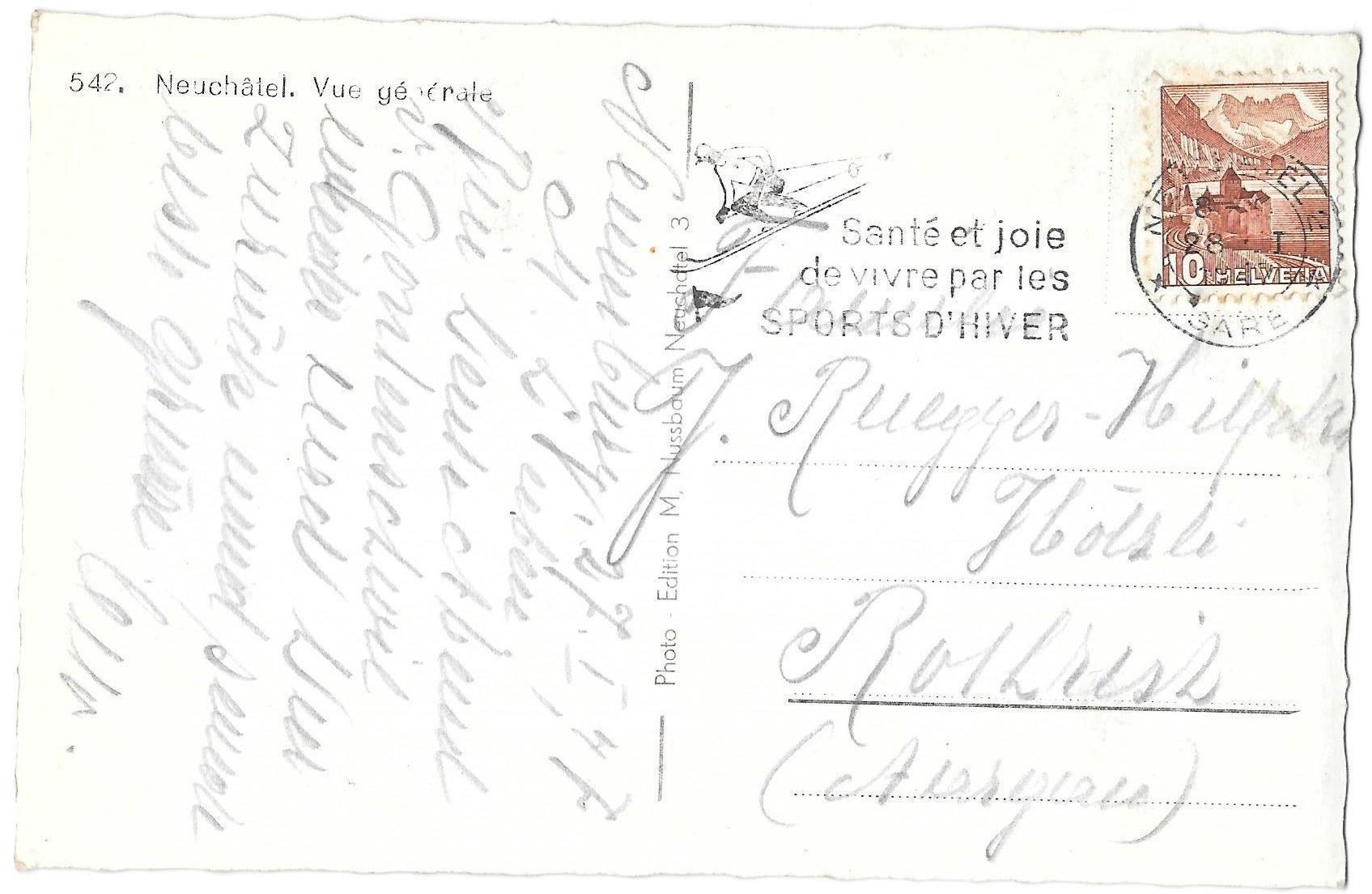 Cartoline postali: Neuchâtel Vue générale – Usato da Olten venduto da clotaldi 1