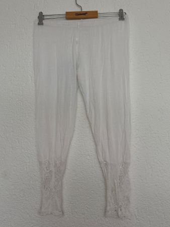 Damen Leggings, weiss mit Spitze, ideal für den Sommer! M