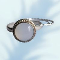 Silber 925 Ringset mit Milky Chalcedony