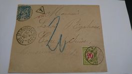 Brief 1896. Frankr. - Chur. Spez. Viele Stempel. "Nachporto"