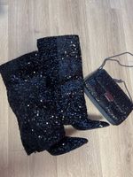 Glitzernde Overknee Stiefel Schwarz, Gr. 39- Winter Hit!