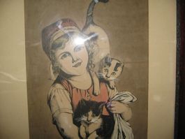 Müllheim, Mädchen mit Katzen 1908