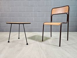 Vintage 1970-80 Beistellstuhl, Chair, Stuhl Stahlrohr Holz