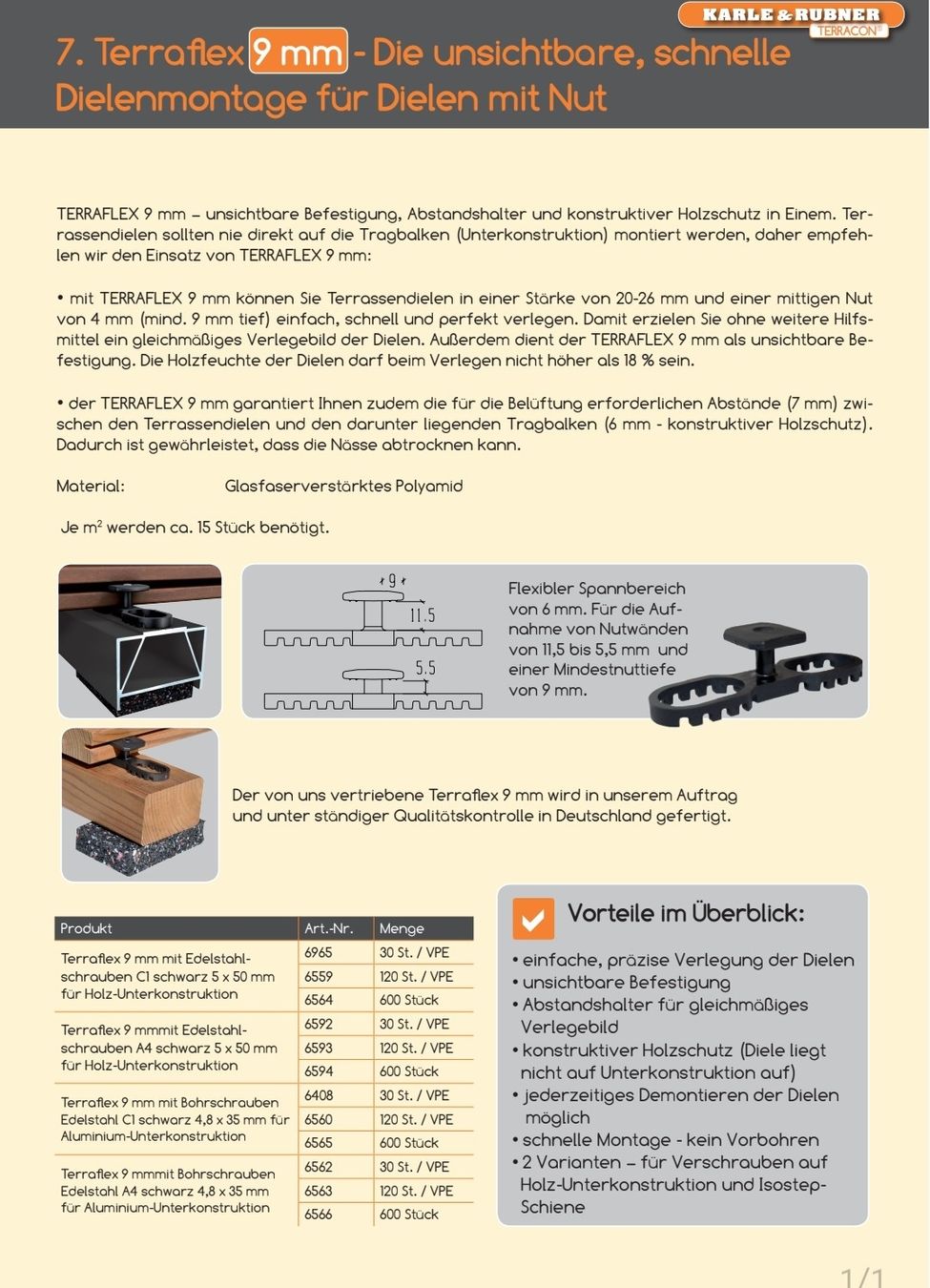 Supporti a parete: Terraflex Abstandhalter Terassendielen – Nuovo (secondo la descrizione) da Untersiggenthal venduto da Bmige 5