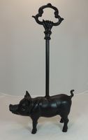 Schwarzer Gusseisen Türstopper, Schwein mit Griff