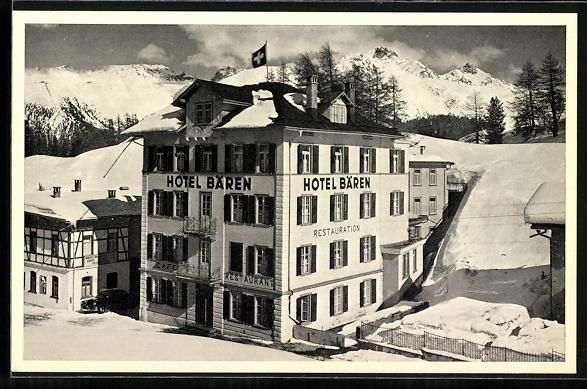 Ansichtskarten: St. Moritz, Winterpartie am Hotel Bären – Gebraucht aus Berlin von bartko-reher