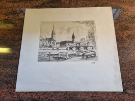 Zürich Grafik/Radierung, H. Götz, limitierte Auflage