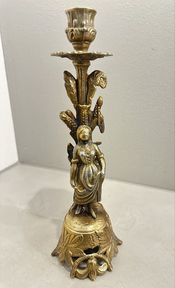 Portacandele: Messing-Kerzenständer mit Figur – 28 cm – Usato da Nebikon venduto da Bogdan_Antikes