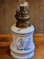 Alte Petroleumlampe Moustiers – Fayence Messing 45 cm