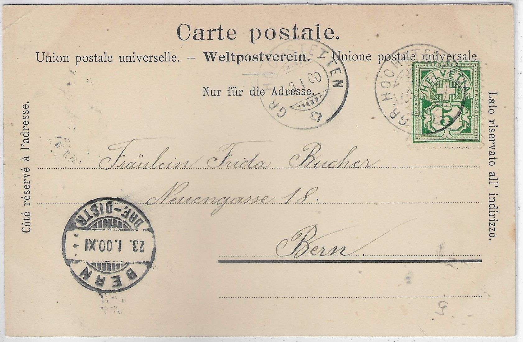 Cartoline postali: Gruss aus Grosshöchstetten 1900 – Usato da Ettingen venduto da Kartenplanet 1