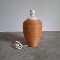 Lampe de table en céramique rotin vintage 1980