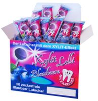 Birkenzucker Blaubeere Lolli mit Xylit - zuckerfrei 50 Stück
