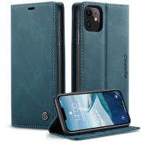 iphone 11 - Etui à rabat cuir Bleu avec pochettes