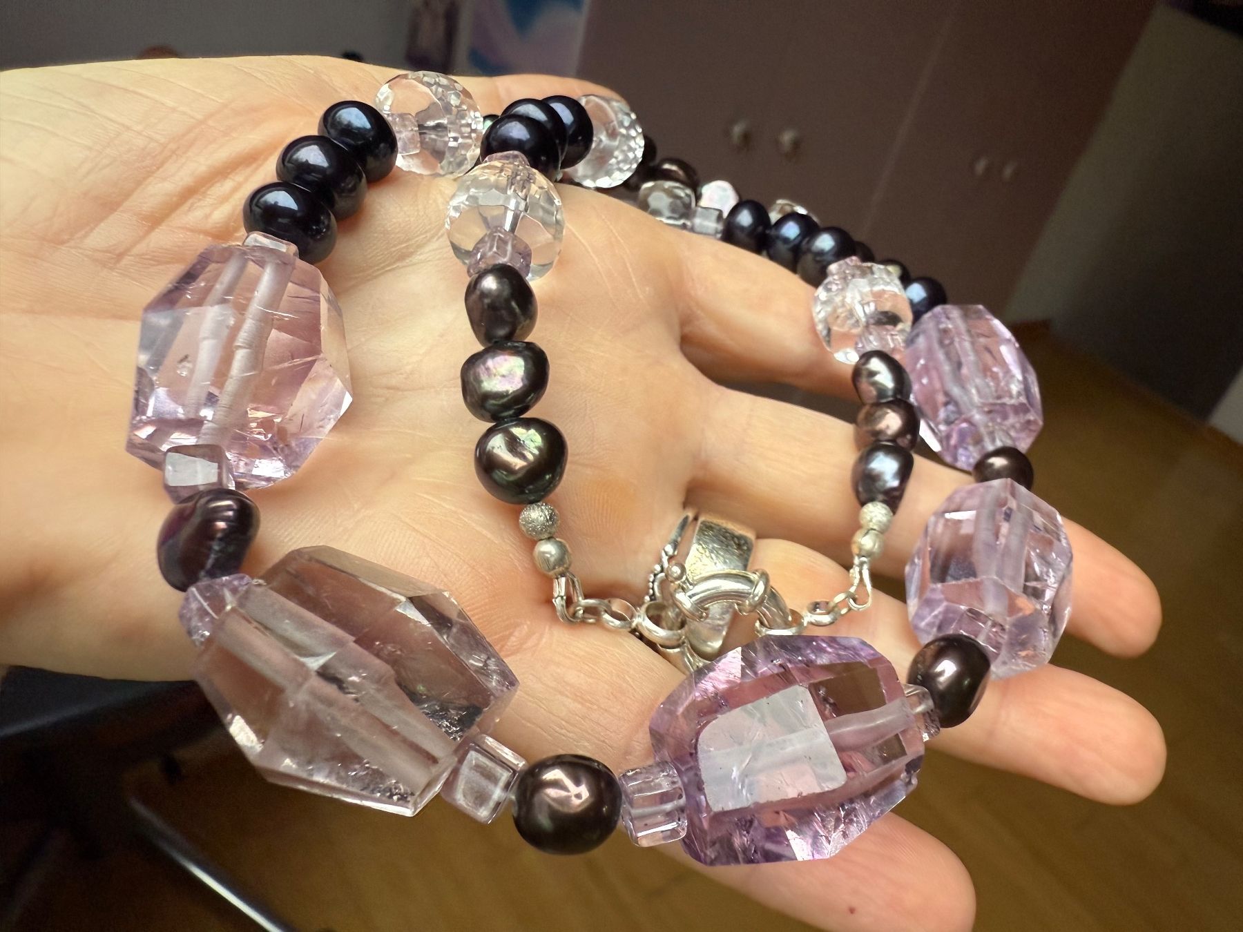 Catenine: Grosse Amethyst, Bergkristall, Perlen – Nuovo (secondo la descrizione) da Basel venduto da Chili007 5