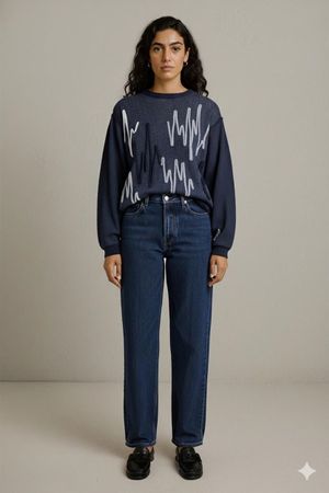 Carlo Colucci Schwarzer Pullover mit grauem, abstraktem