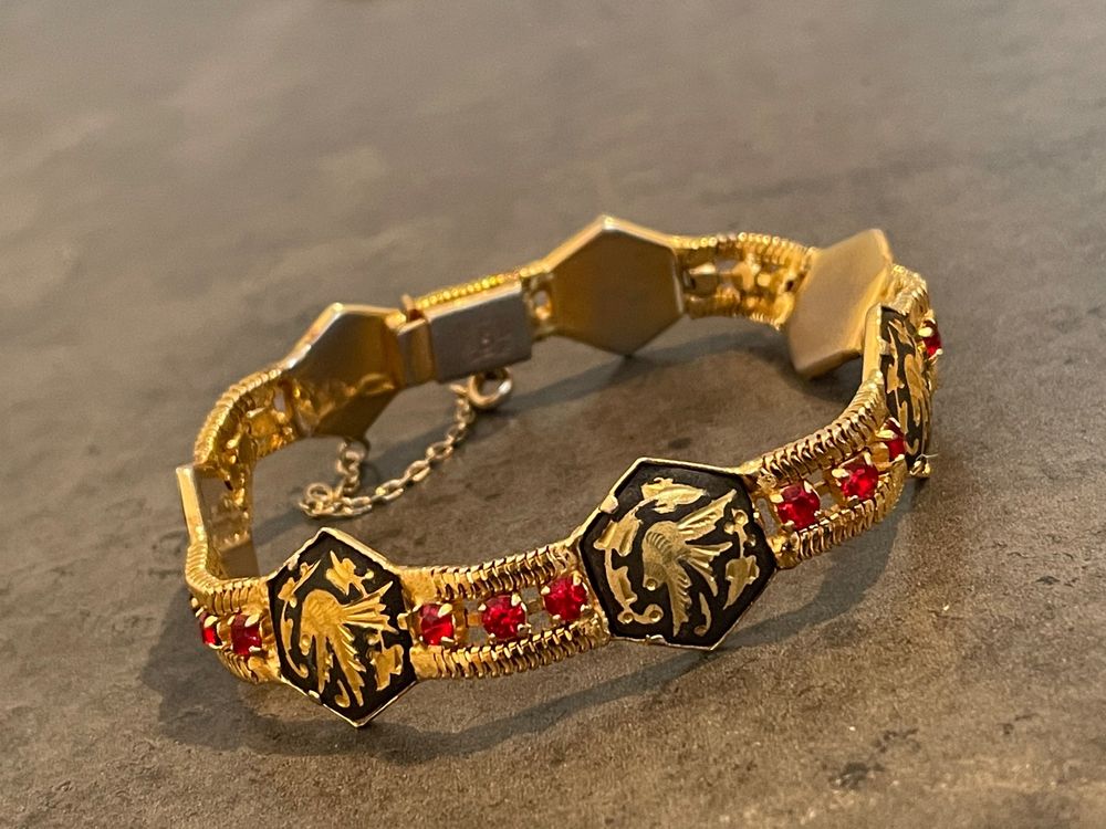 Bracelet Ancien Chaîne Tank - Plaqué Or 18k, Style Art Déco, Longueur 19-20cm, Occasion