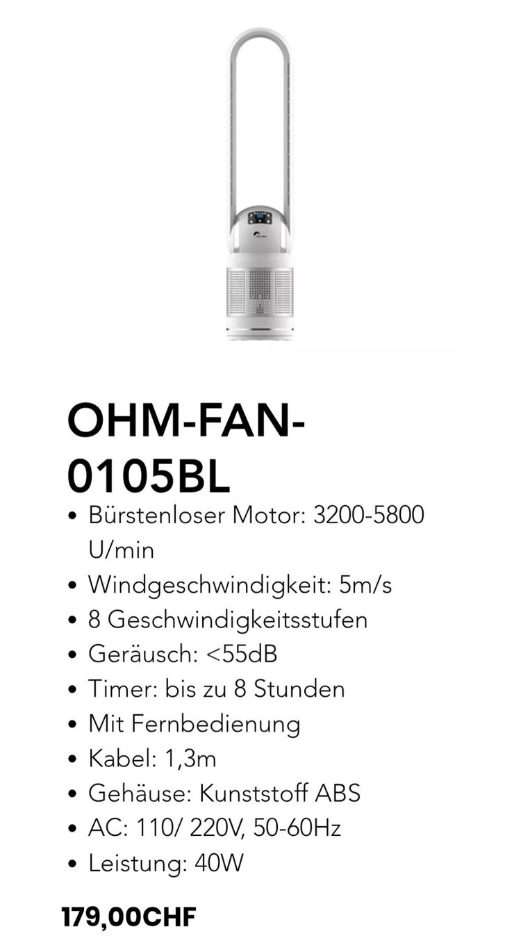 Ohmex Ventilatoren: Standventilator Ohmex mit Garantie bis 24.06.2027 – Gebraucht aus Elsau von Kellerraeumung 8