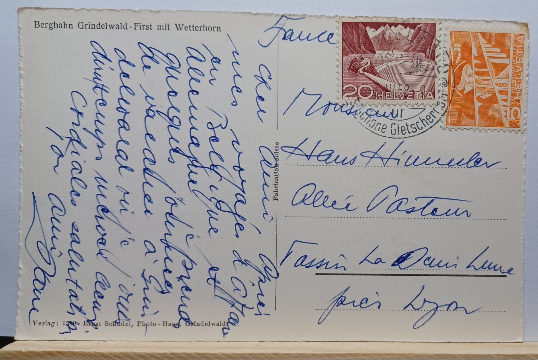 Ansichtskarten: Alte Bergbahn Grindelwald First, 1958 – Gebraucht aus Aarau Rohr von mgvw 1