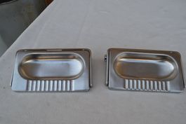 2 Vintage Wand Aschenbecher Edelstahl Klappbar Rarität