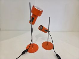 2er Spot Design Tischleuchten Stralux 70er Jahre Orange