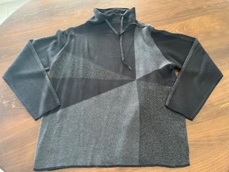 Damen Pullover schwarz grau mit Stehkragen Grösse L