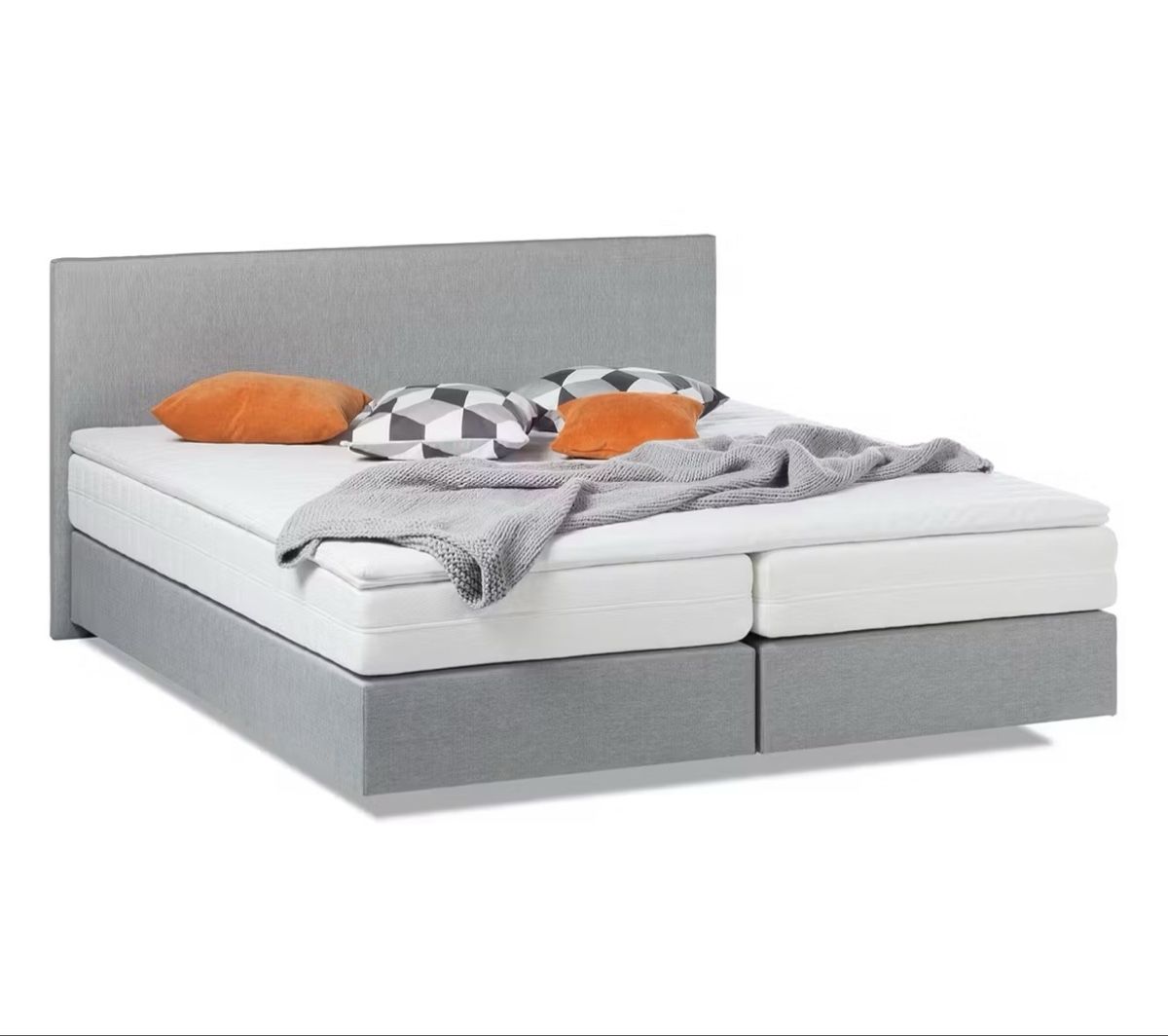 Letti: Boxspringbett Ramona Strukturstoff Hellgrau 200x200cm – Usato da Mels venduto da mtrepp