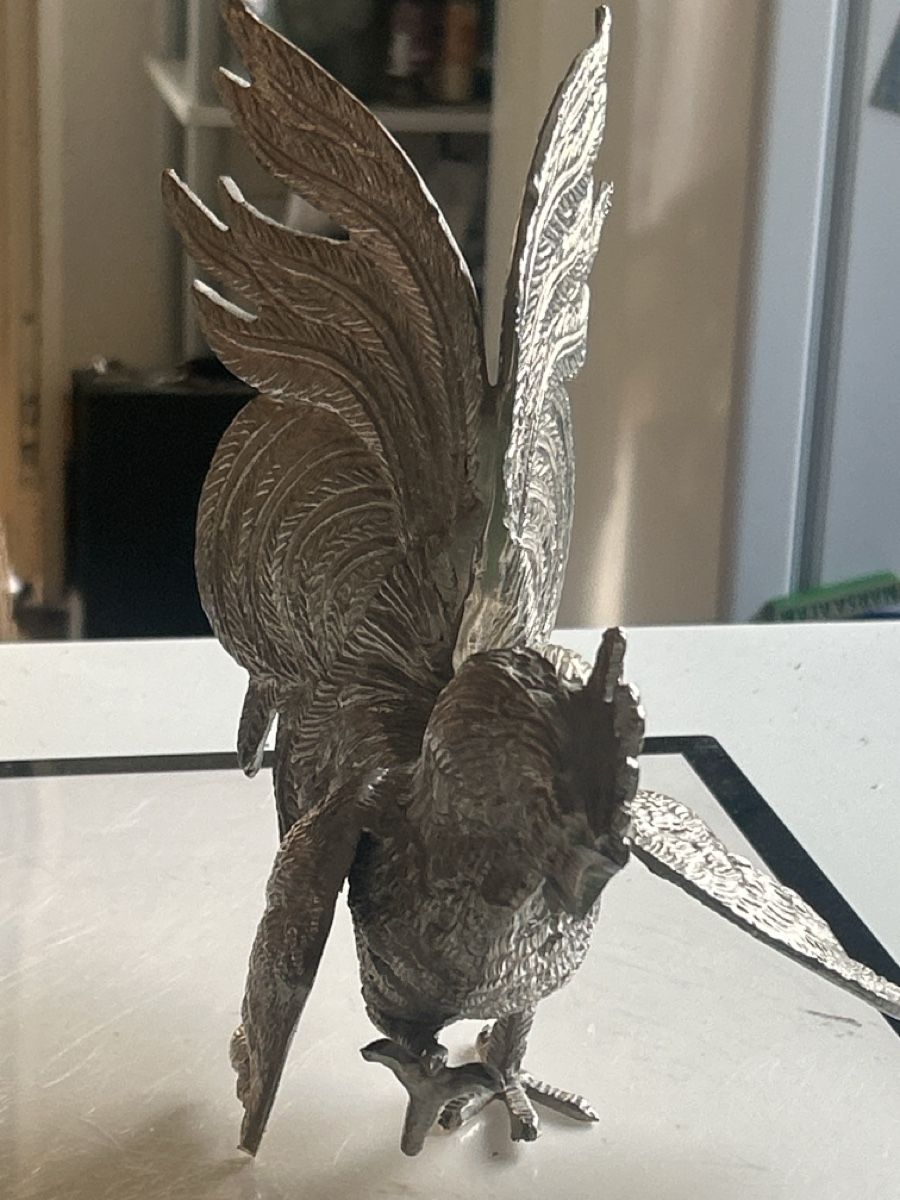 Statuette: Dekofigur Hahn Metall versilbert (I11) – Usato da Neuenhof venduto da bro_9zsg 1