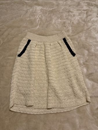 RED Valentino Knitted A-Line Skirt – Cream – Designer