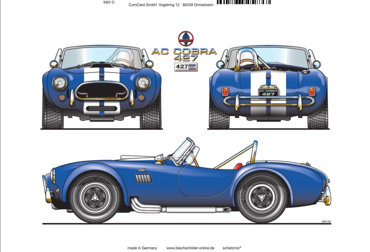 Insegne: Blechschild-AC COBRA 427 - blau – Nuovo e nell'imballaggio originale da Rupperswil venduto da big-one-sale