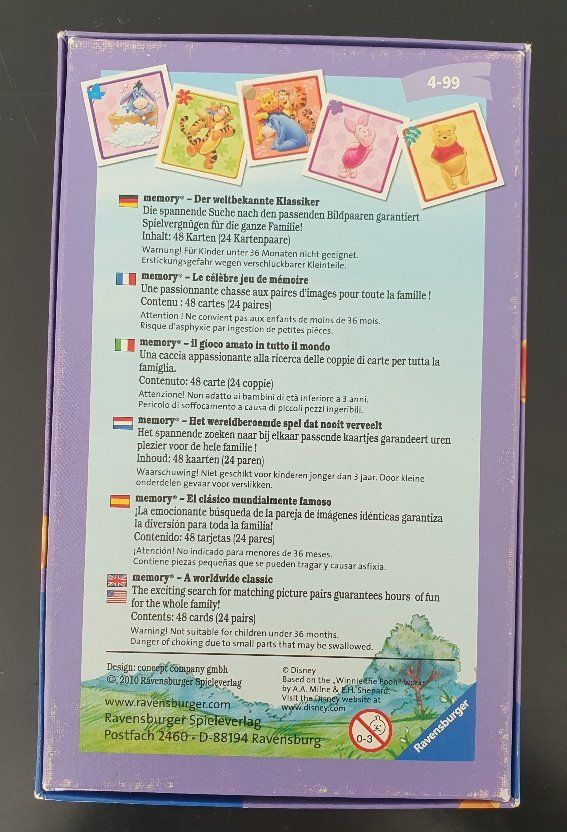 Disney Giochi: Memory "Winnie the Pooh" – Usato da Buttisholz venduto da sico20 1