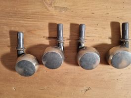 4x Möbelfüsse Metall Rollen Vintage Retro Möbelrollen