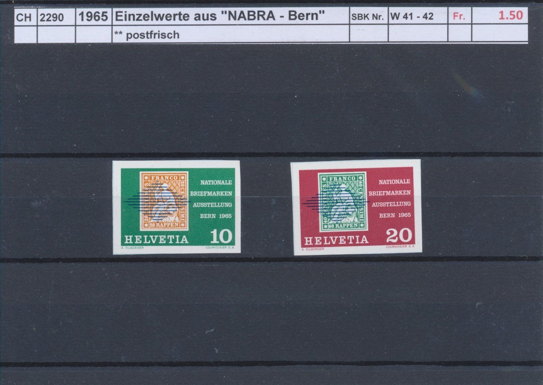 Tutti i francobolli: 1965 Einzelwerte aus "NABRA - Bern", ** postfrisch – Nuovo (secondo la descrizione) da Winterthur venduto da Zupogeru