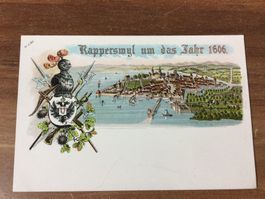 Antike Postkarte Rapperswil - Rapperswyl um 1606
