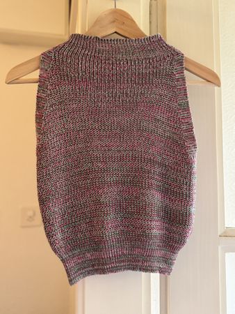 Hand-knitted sleeveless top for summer, size S, unique.