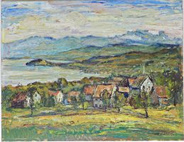 Max KELLER (1916-1982) - Ölgemälde Bielersee St.Petersinsel
