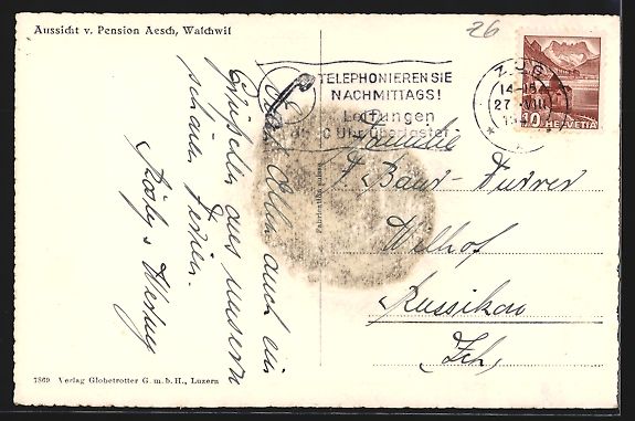 Cartoline postali: Walchwil, Ortsansicht v. Pension Aesch – Usato da Berlin venduto da bartko-reher 1