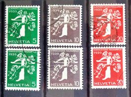 1939: Expo nationale, timbres de rouleau, de+it, O
