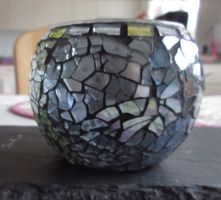 Teelicht, Windlicht, Tiffany Style, Glas, mit Rechaud Kerze
