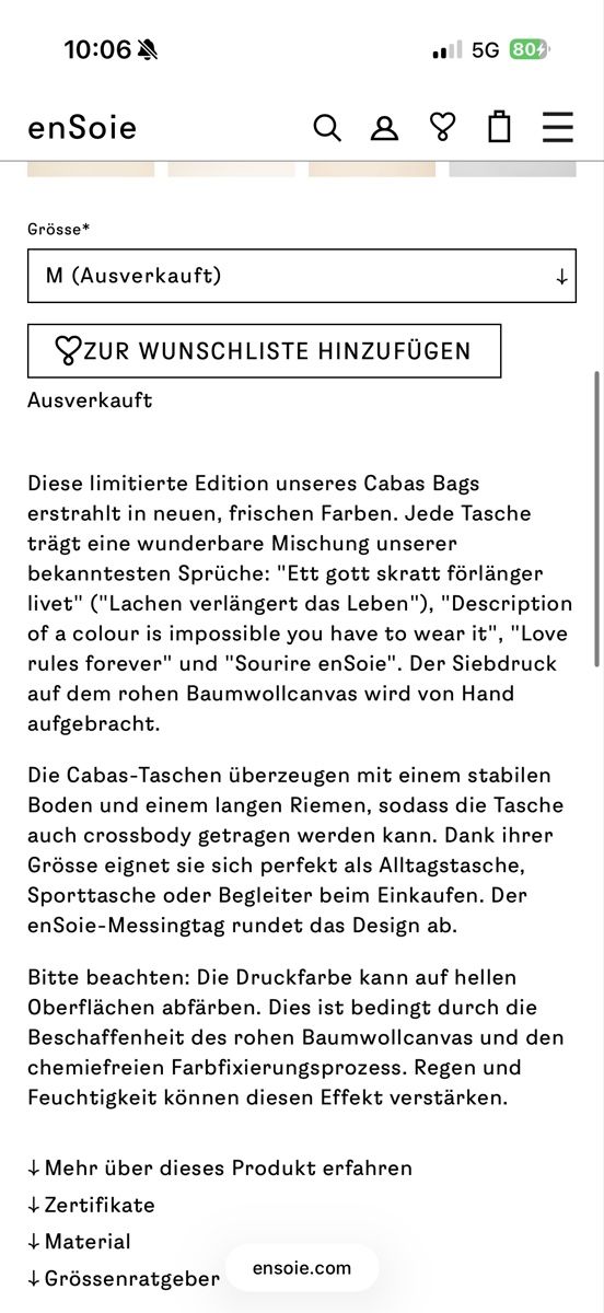 Ensoie Sacs femmes: EnSoie Tasche / Shopper – Neuf (Voir description) à Schmerikon par 80zz08 1