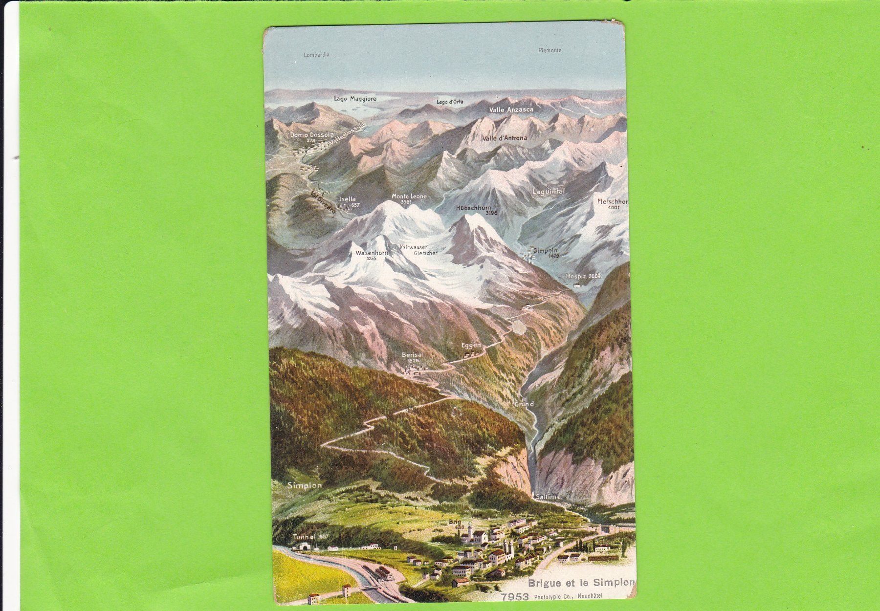 Cartoline postali: Panorama Brig-Simplon – Usato da St. Peterzell venduto da neckertal