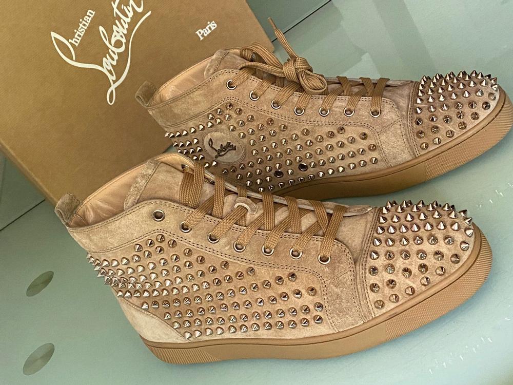 CHRISTIAN LOUBOUTIN SCHUHE LOU SPIKES SNEAKER 45 LEDERSCHUHE AUS